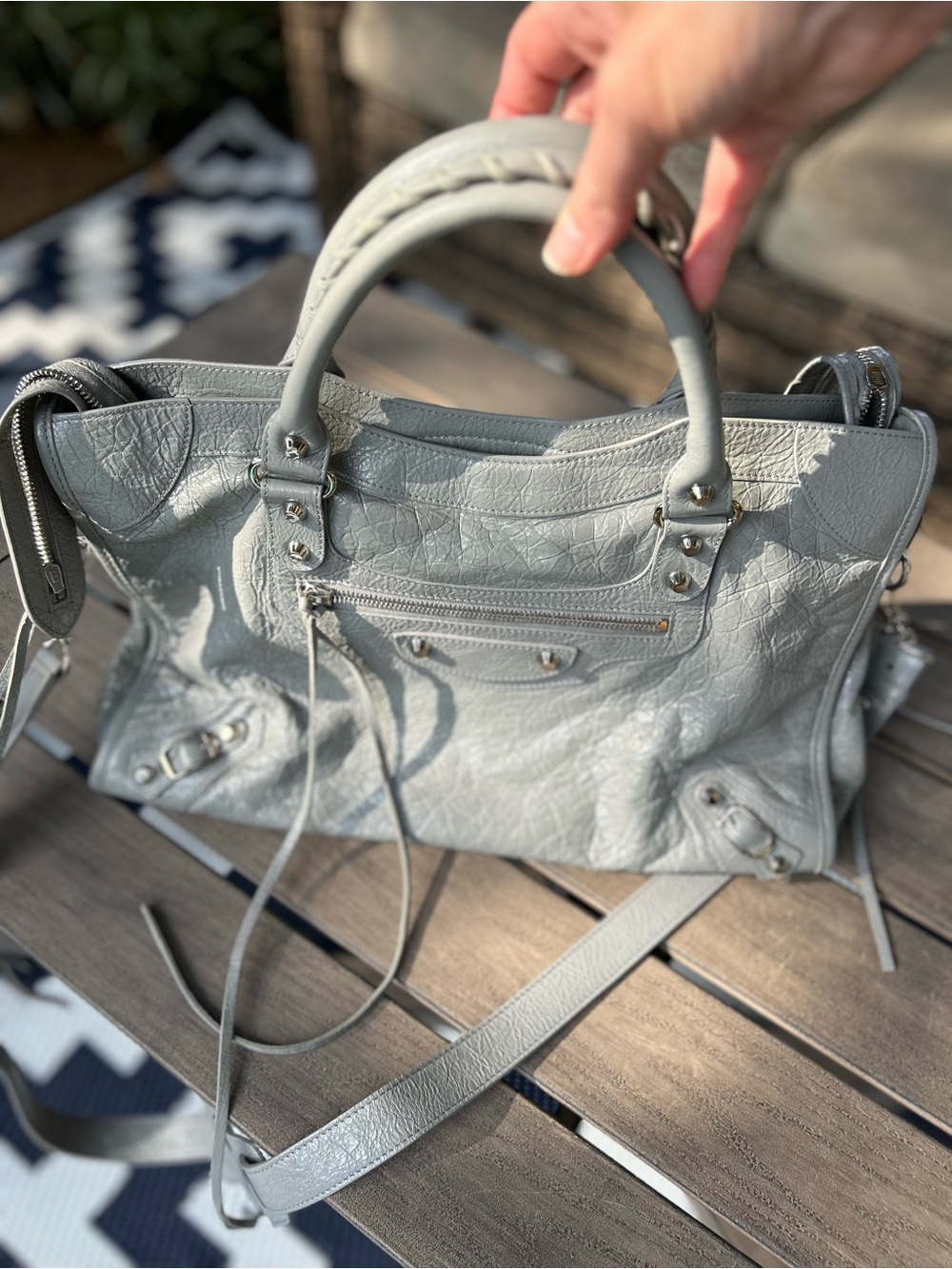 Balenciaga Gray Leather City Shoulder Bag with Top Handles - Picture 8 of 16